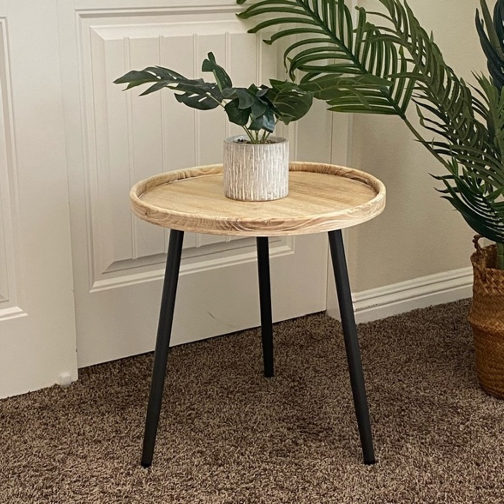 NEW! Log Desktop Round Side End Table, Nightstand/Small Tables